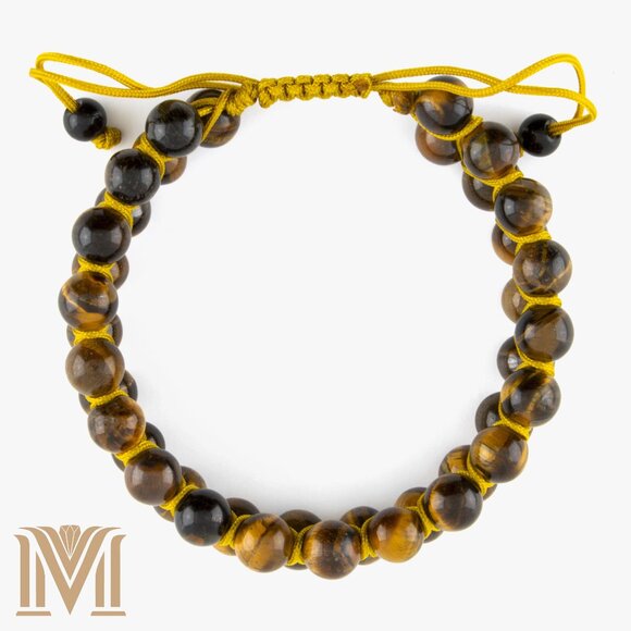 Adjustable Two-Layer Natural Tiger Eye Bracelet - Picture 2 of 6